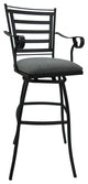 Outdoor Indoor Swivel Bar Stool Counter, Charcoal Twill on Black, 26"