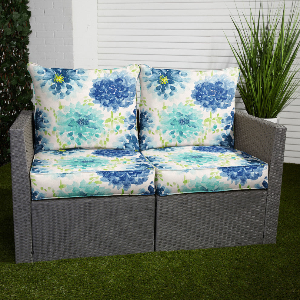Sorra Home Gardenia Seaglass Loveseat Pillow and Cushion Set 25x23x5"
