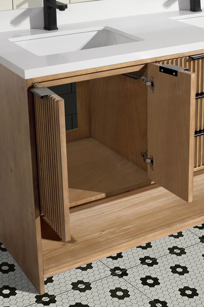 Ari Kitchen and Bath San Diego Bath Vanity, Weathered Fir, 55", Freestanding