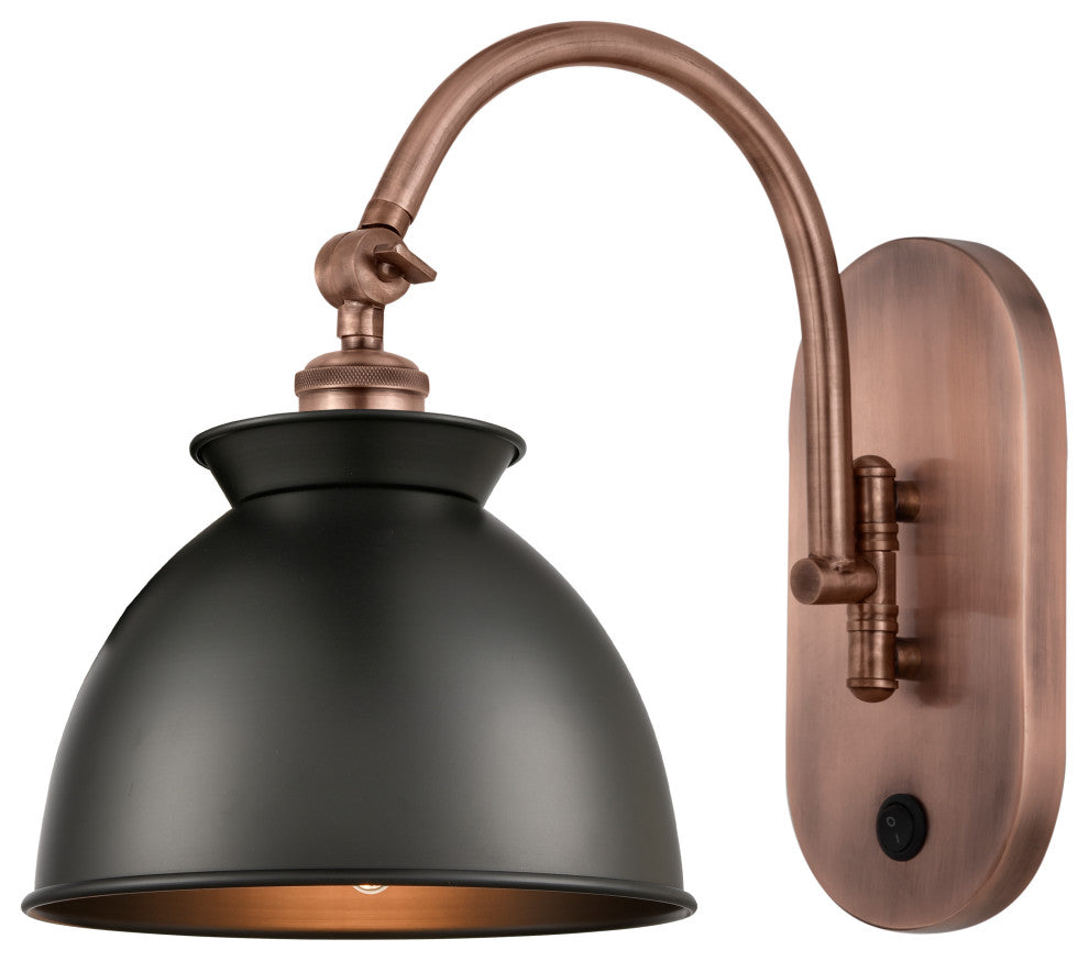 Adirondack Sconce, Antique Copper, Matte Black, Incandescent