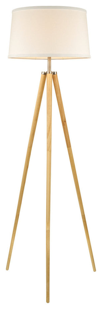 Kira Home Grace 61" Mid Century Tripod LED Floor Lamp, 9W Bulb, White Fabric