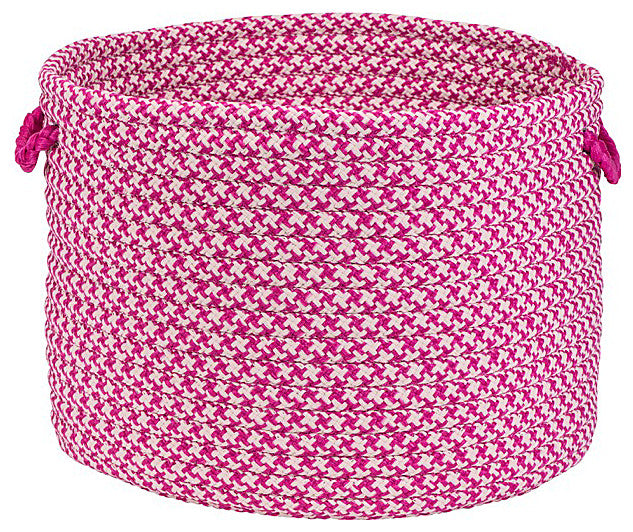 Colonial Mills Basket Outdoor Houndstooth Tweed  Magenta Round
