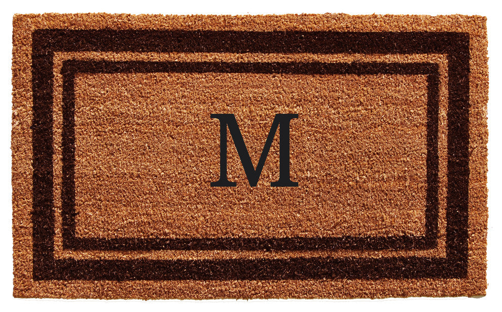 Brown Border 24"x36" Monogram Doormat, Letter M