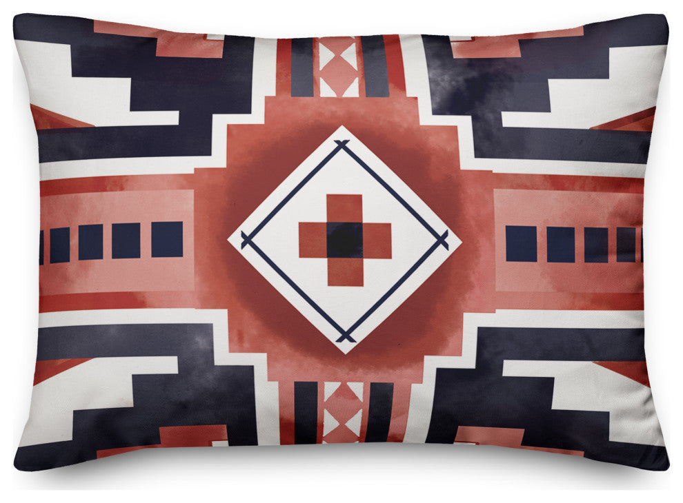 Navy and Rust Southwest Pattern 14x20 Spun Poly Pillow
