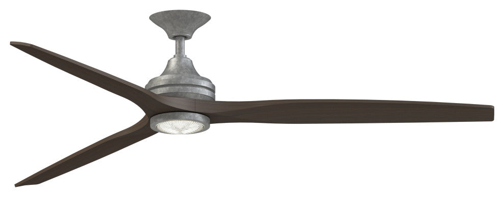 Fanimation Spitfire 72" Fan/LED Light, Galvanized, Dark Walnut
