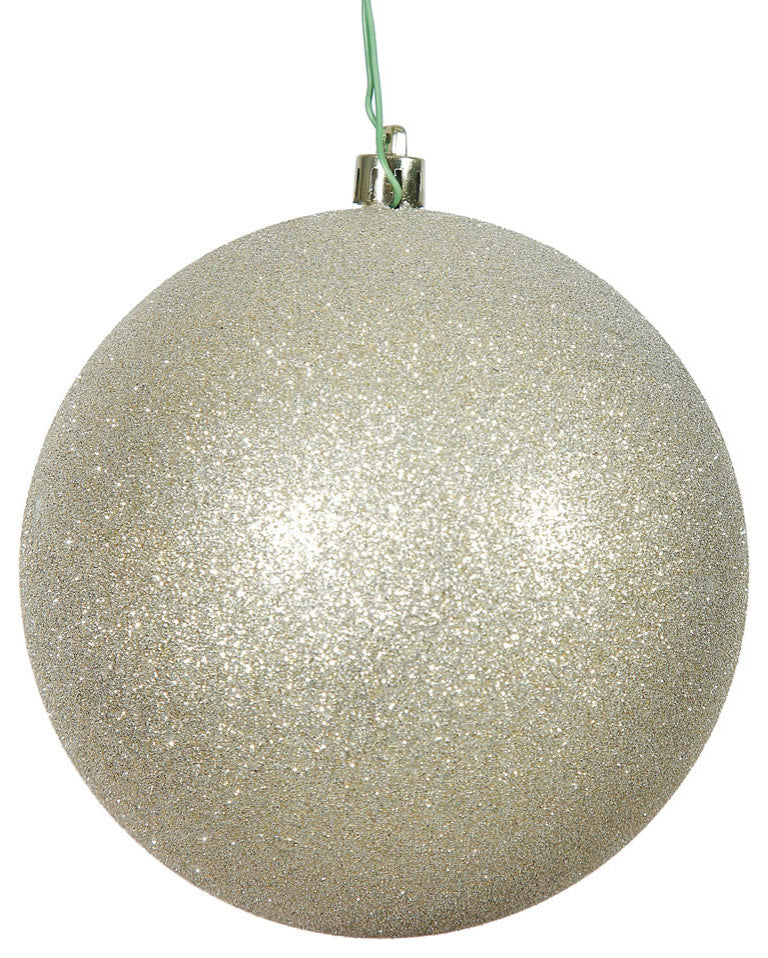 Vickerman N591238Dg 4.75" Champagne Glitter Ball Ornament, 4 Per Bag