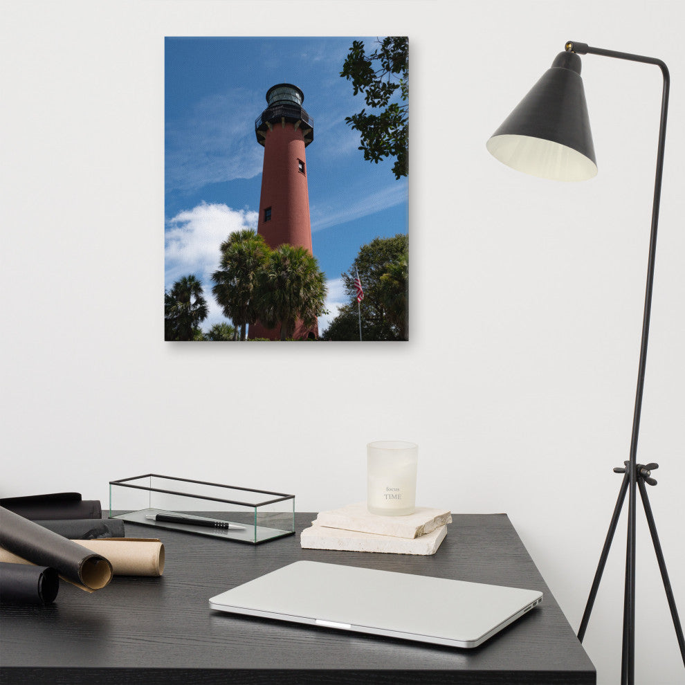 Jupiter Lighthouse 2 Color Coastal Landscape Canvas Wall Art Print, 16" X 20"