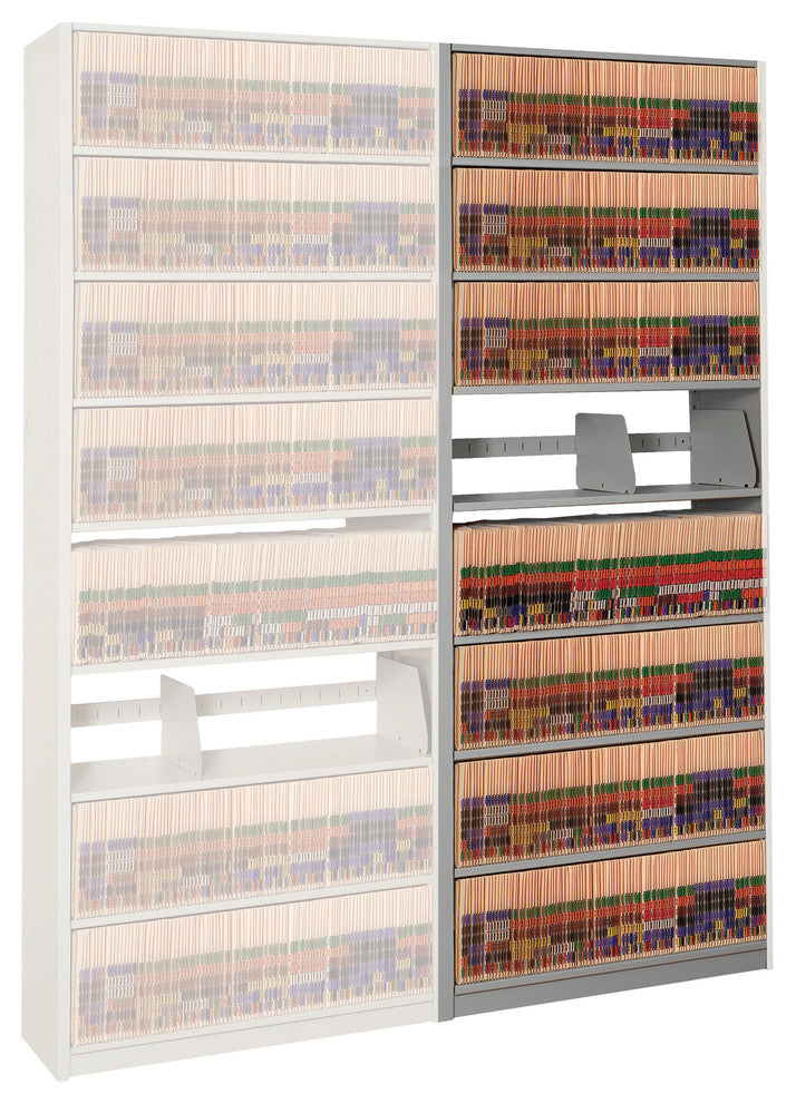 88.75" 4Post-In-A-Box Shelving, File Storage, 9 Shelves, Adder Unit, Gray Mist