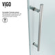 VIGO Winslow Frameless Sliding Shower Enclosure, Stainless Steel, 36" D X 48" W X 80" H, Right Drain Base