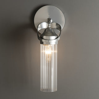 Bow 1-Light Bath Sconce, Sterling Finish, Clear Fluted Glass