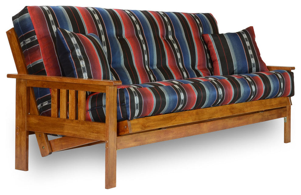 Stanford Futon Set, Frame, Premium 8" Mattress, Queen, Taos Ruby