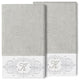 Linum Home Turkish Cotton Monica 2-Piece Embellished Bath Towel Set, Light Gray