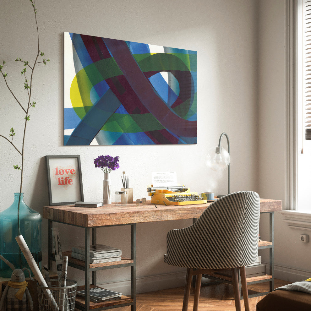 "Pigment Play I" Frameless Free Floating Tempered Glass Panel Graphic Wall Art