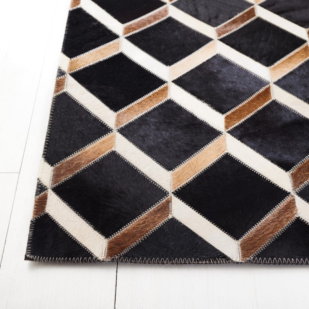 Safavieh Couture Studio Leather STL901 Rug, Black/Brown, 3'x5'