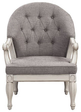 Fabric Upholstered Accent Chair, Gray and Antique White