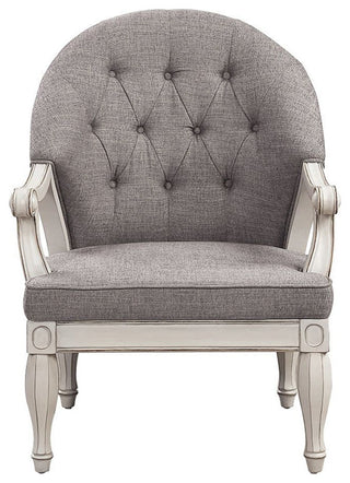Fabric Upholstered Accent Chair, Gray and Antique White