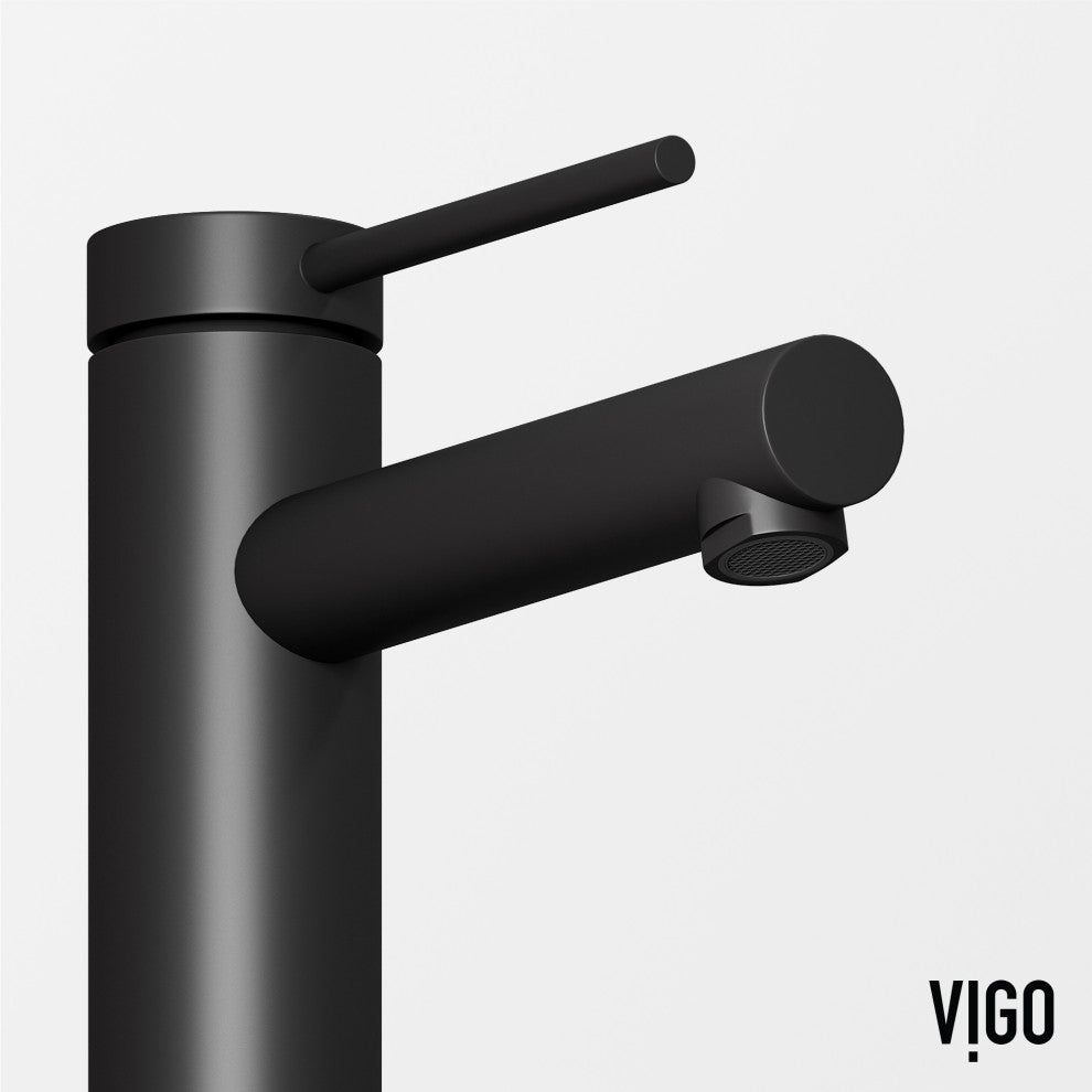 VIGO Jewel 6" H Single Handle Single Hole Bathroom Faucet, Matte Black