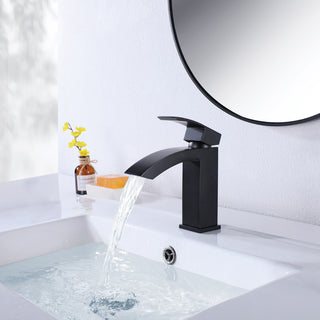 Deck Mounted Single Hole Bathroom Sink Faucet, Matte Black