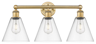 Berkshire 3-Light 26" Bath Vanity Light, Brushed Brass Finish, Clear Shade