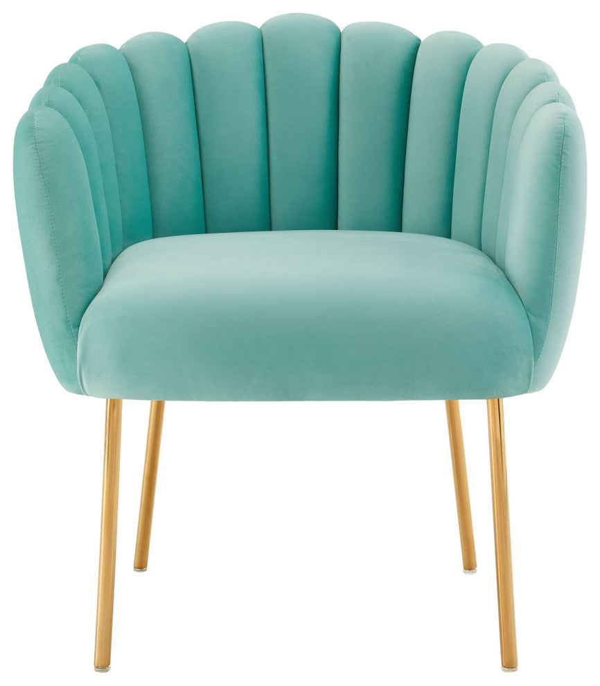 Armchair Accent Tufted Chair, Blue, Velvet, Modern, Mid Century Hotel Lounge