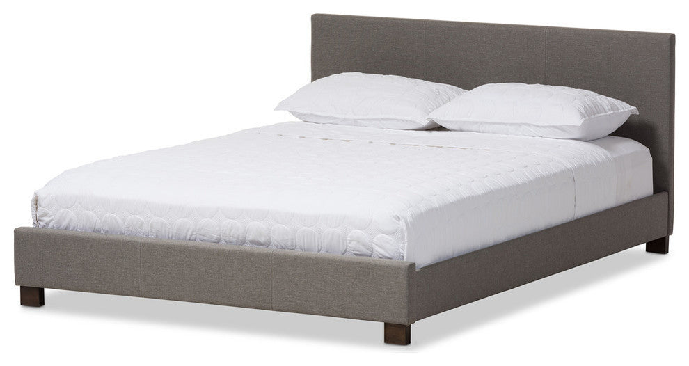 Elizabeth Fabric Upholstered Panel-Stitched Platform Bed, Queen