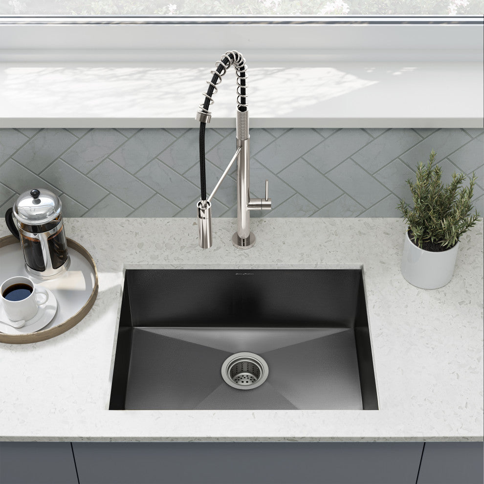 Plaisir 27"x19" Stainless Steel, Undermount Kitchen Sink, Black