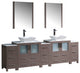 Torino 96" Gray Oak Modern Double Sink Bathroom Vanity, Faucet FFT1044CH