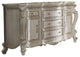 Benzara BM185475 5 Drawer & 2 Door Dresser, Carved Cabriole Legs, Antique Pearl