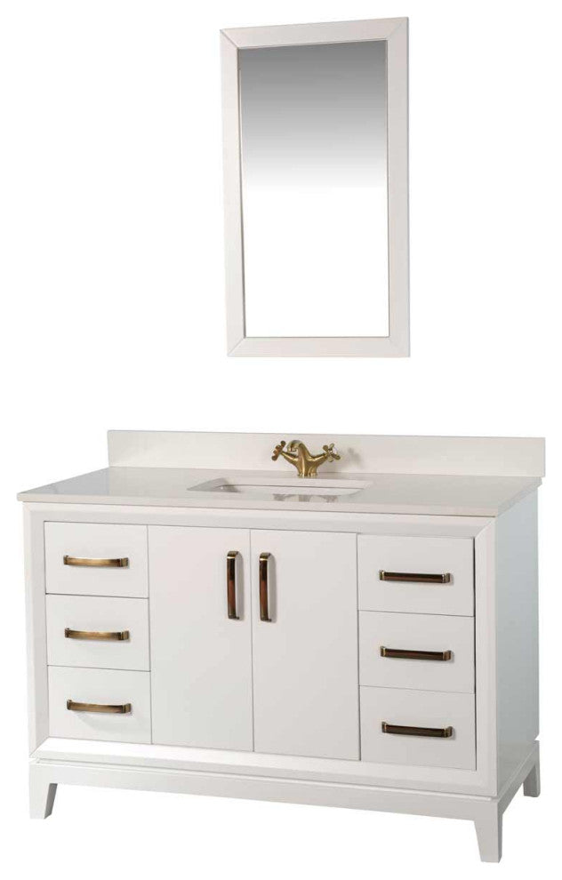 Fabia Collection 48" Bathroom Vanity With Sink, Mirror, Countertop, White
