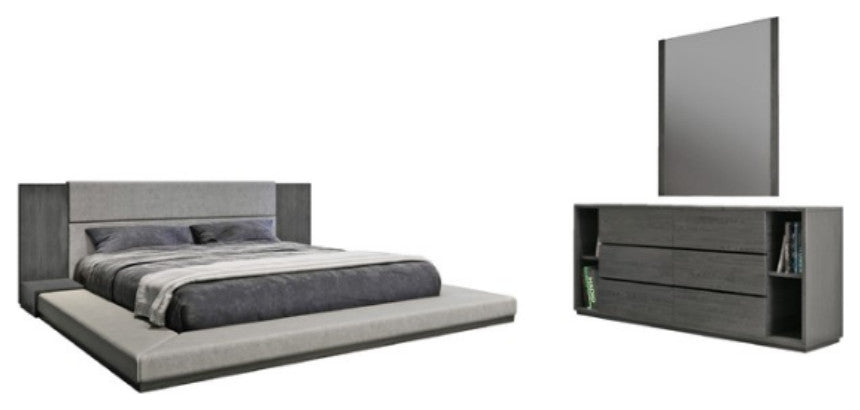 Nova Domus Jagger Modern Gray Bed, Gray Wash/Charcoal, Eastern King