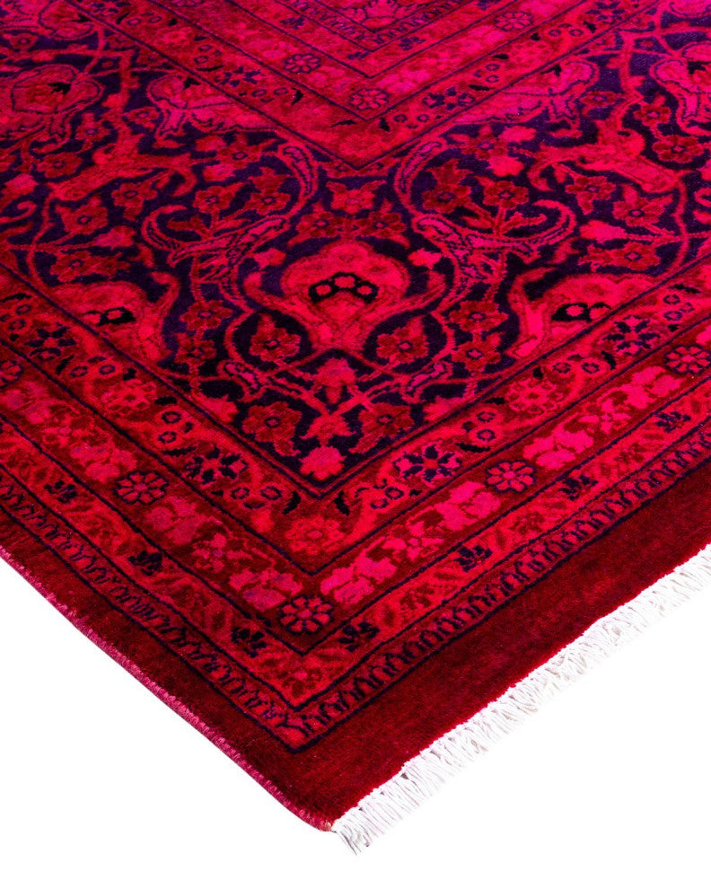 Overdyed, One-of-a-Kind Hand-Knotted Area Rug Pink, 8'1"x14'1"