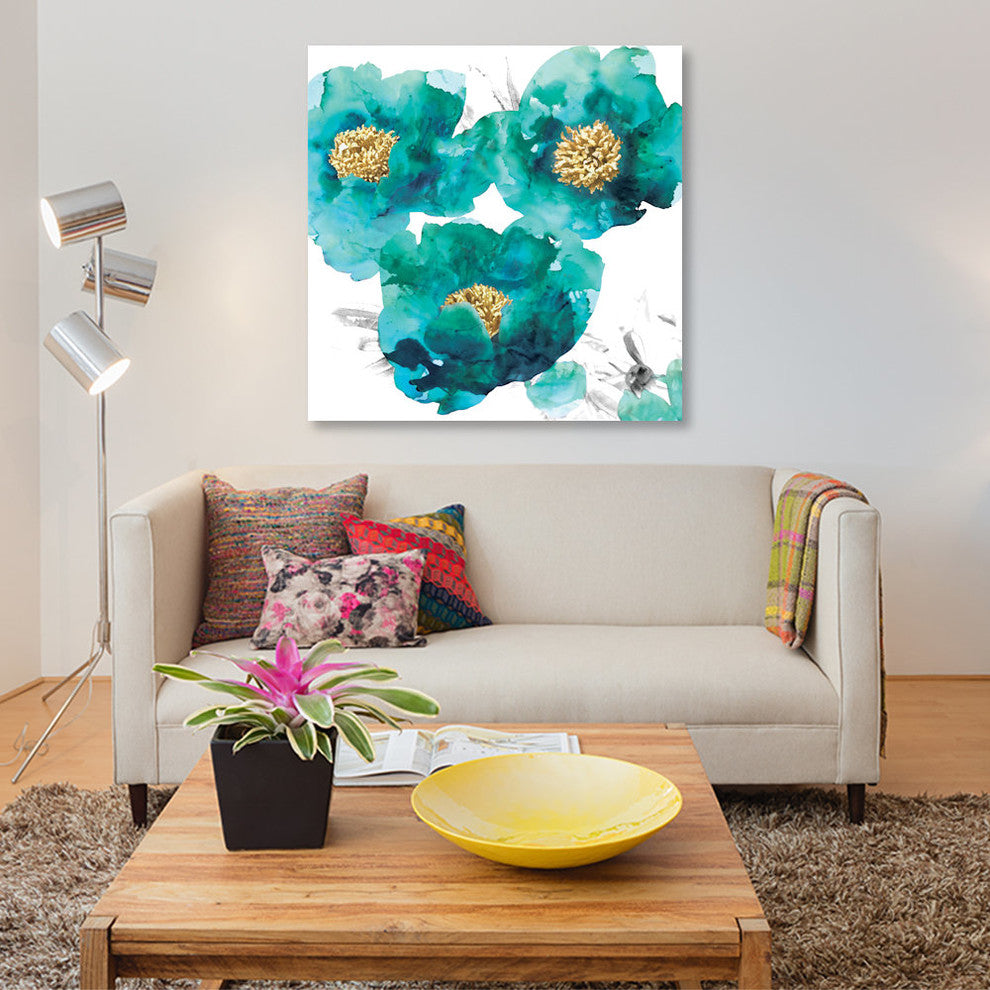 "Aqua Trio II" by Vanessa Austin, Canvas Print, 18x18"