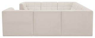 Relax Velvet Upholstered 8-Piece U-Shaped Modular Sectional, Cream