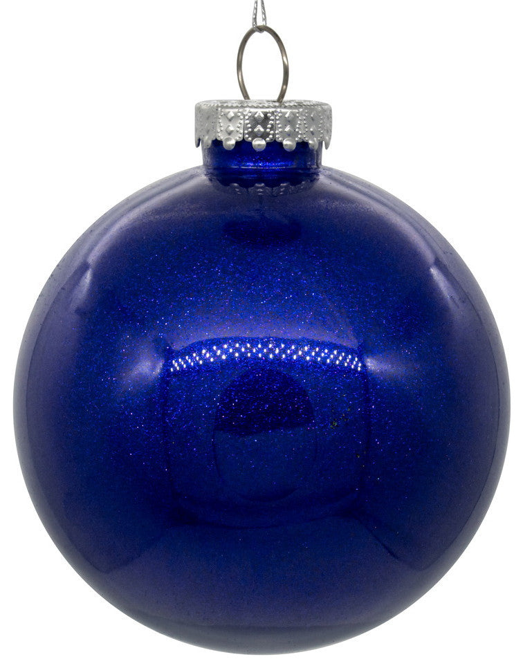 Clear Ornament With Glitter Interior , Cobalt Blue, 6"