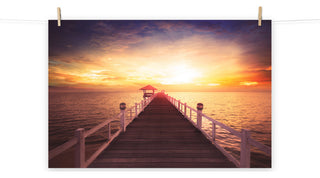 Surreal Wooden Pier at Sunset Landscape Photo Loose Wall Art Prints, 12" X 18"