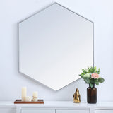 Elegant Decker Metal Frame Hexagon Mirror 38" MR4538S - Silver