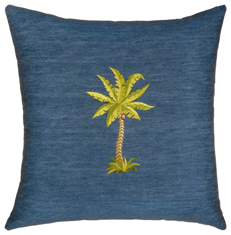 Linum Home Textiles Colton Denim Decorative Pillow Cover, Denim Blue, Square