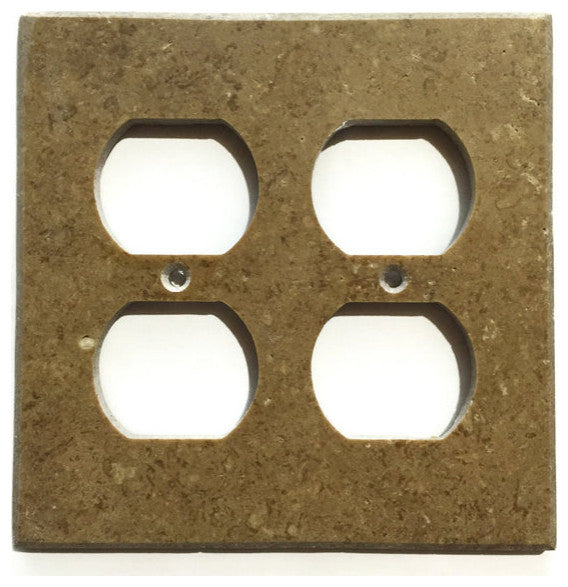 Travertine Switch Wall Plates Covers - Honed (Matte), Noce, 2 Duplex