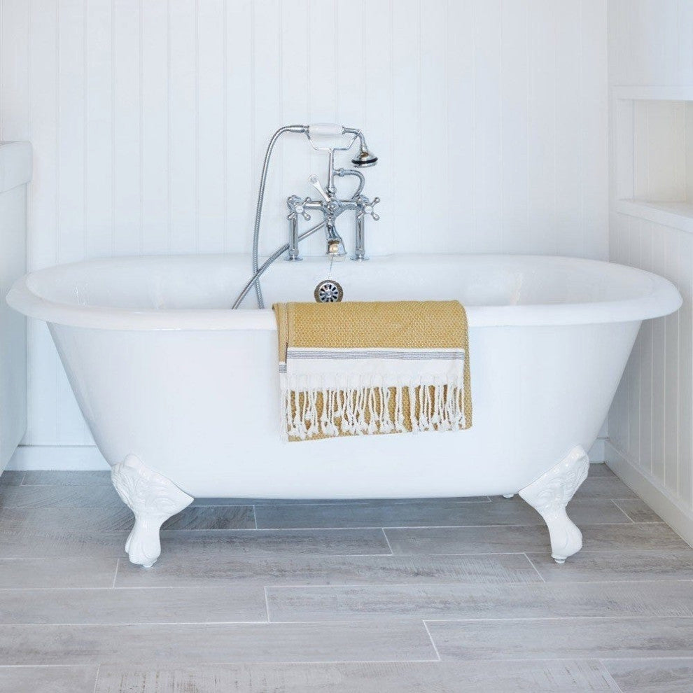 Kensington 66 Inch Cast Iron Double Ended Clawfoot Tub - Rim Faucet Drillings