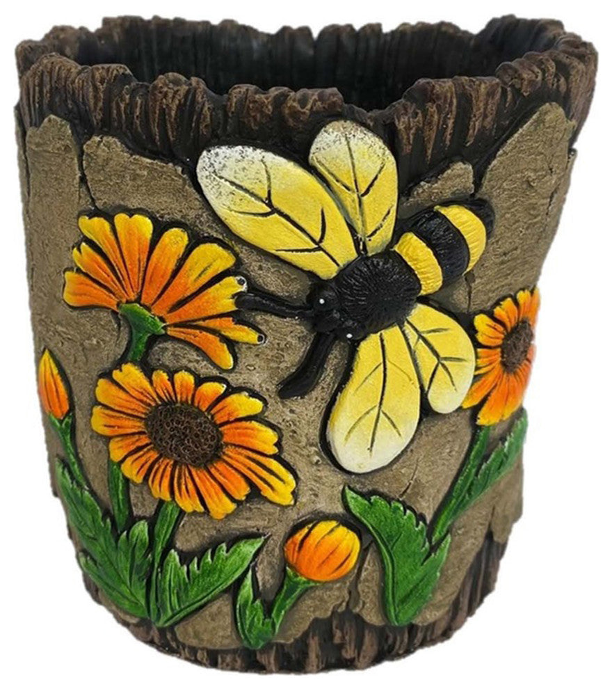 6" Cement Daisy Planter