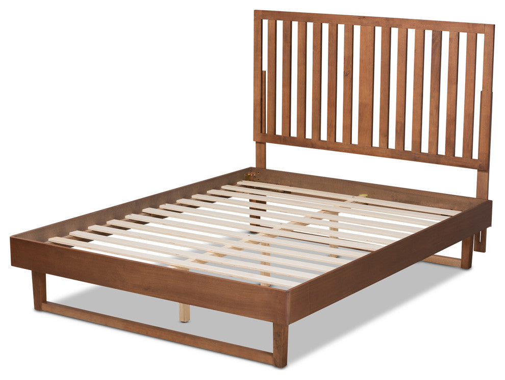 Dionne Modern Farmhouse Walnut Effect Platform Bed, King