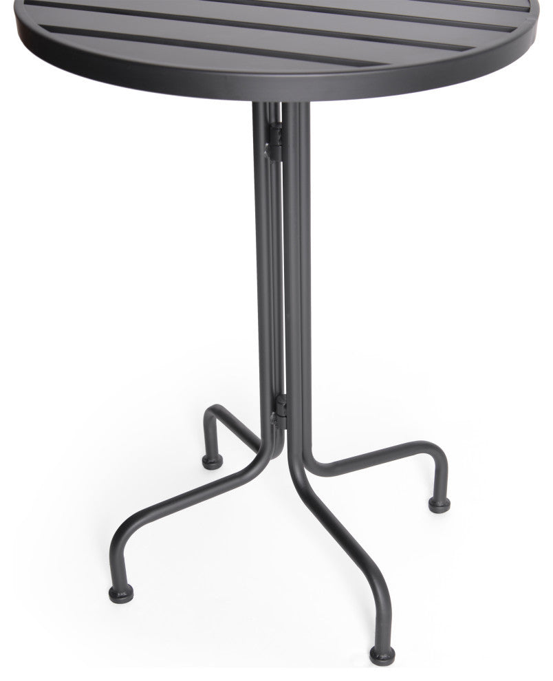 Arthur Desert Outdoor Modern 3 Piece Bistro Set, Matte Black
