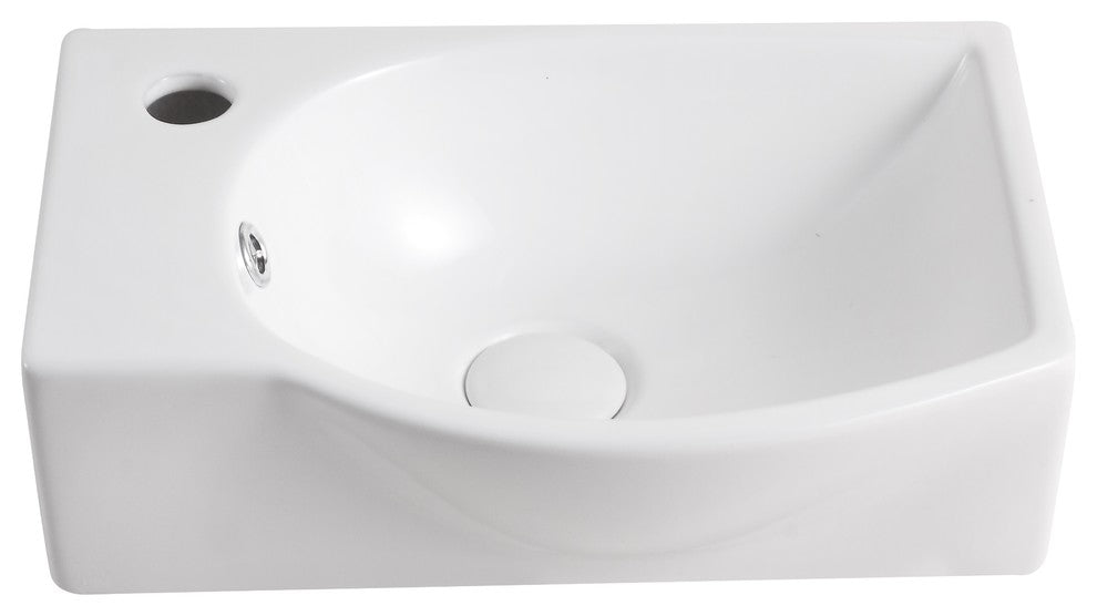 ELANTI EC1805-R Porcelain Wall-Mounted Sink, Right-Facing, White
