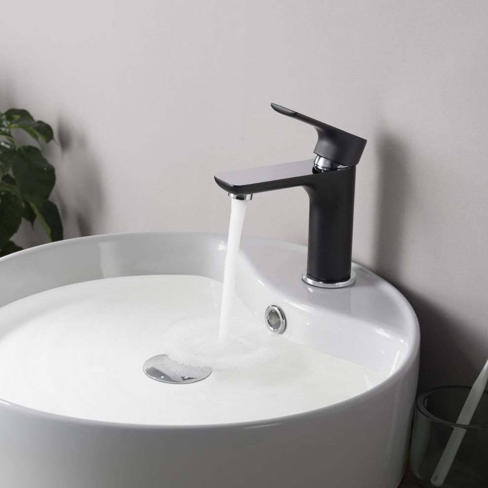 Tender Single Handle Bathroom Sink Faucet, Chrome/White