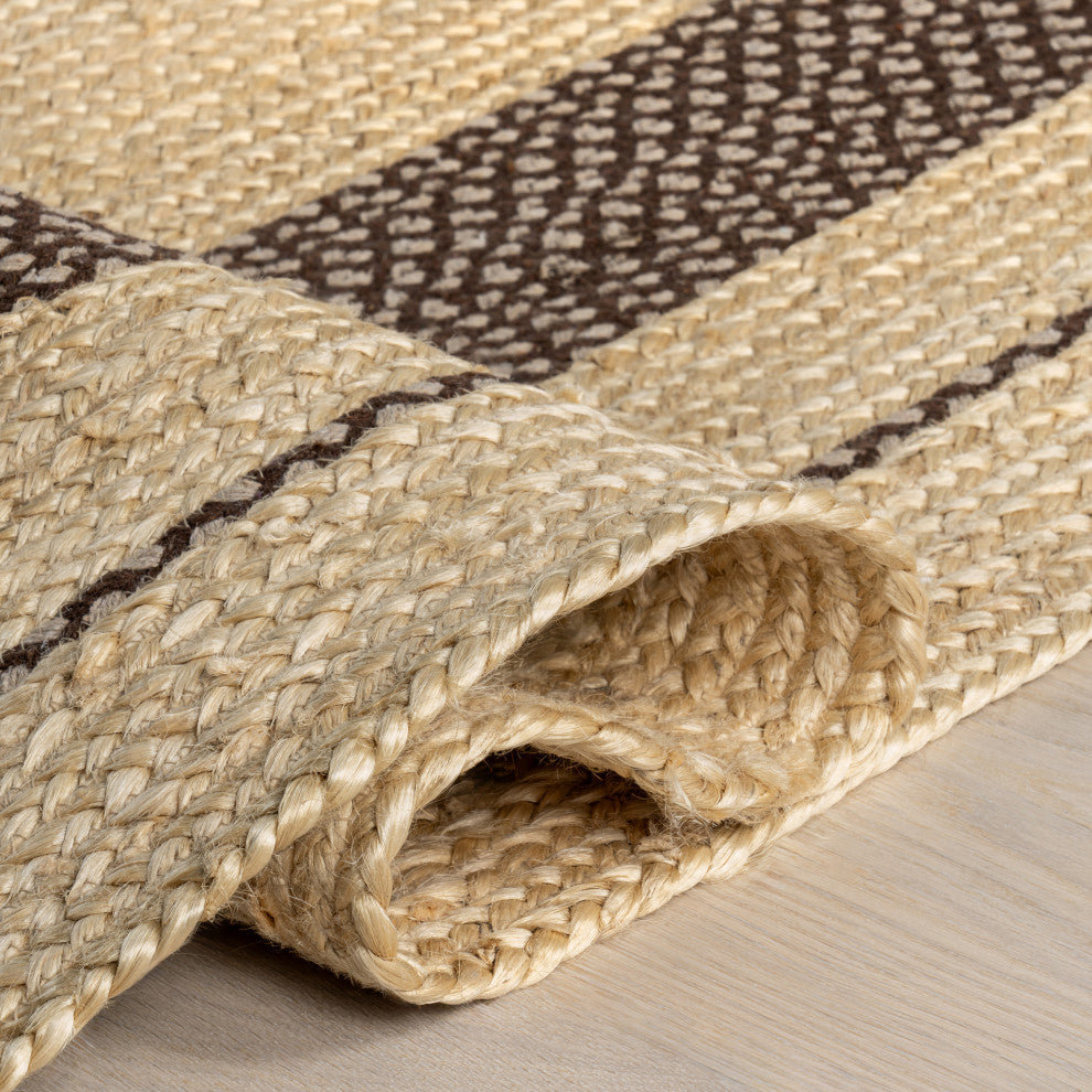 Cottage Oval Jute Area Rug, Dark Brown 10'x14'
