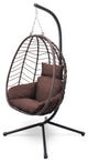 Hanging Egg Chairwith Stand Outdoor Indoor Use Adjustable Height 350lbs Capacity, Brown