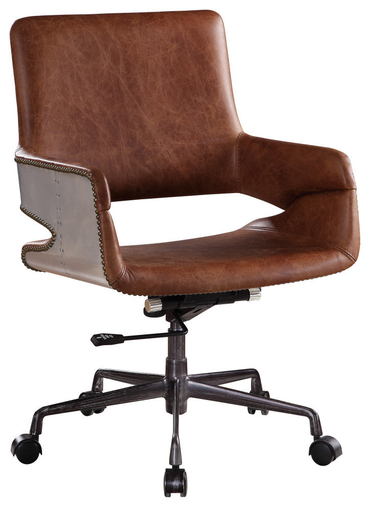 ACME Kamau Executive Office Chair With Lift, Vintage Cocoa Top Grain Leather