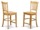 Groton Counter Stools With Wood Seat, Oak Finish Set of 2