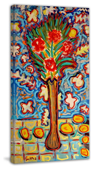"Roses in Long Vase" Print on Canvas by Wayne Ensrud
