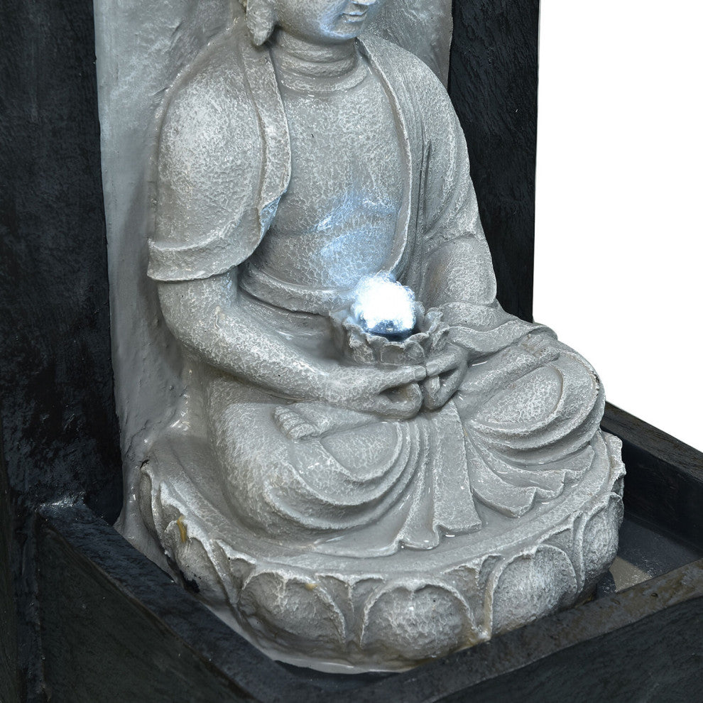 24" Buddha Wall Statue Indoor/Outdoor Garden Fountain, LED Lights